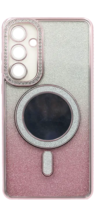 Silicone case Chrom Border Mirror Magsafe Samsung S24 / S25 Pink