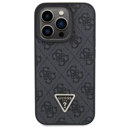Guess GUHCP15XP4TDPK iPhone 15 Pro Max 6.7" black hardcase Leather 4G Diamond Triangle