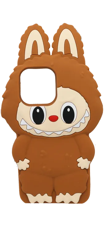 LABUBU 3D silicone case for iPhone 15 Brown