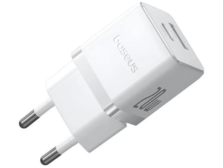Mains Charger 1Type-C+1USB Baseus Palm Fast Charger 20W White
