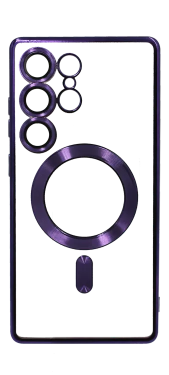 Silicone case Chrom Border Magsafe Samsung S25 Ultra Purple