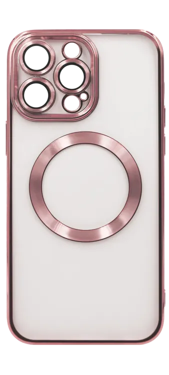 Electroplating Circle Silicone Case for iPhone 16 Pro Max Pink