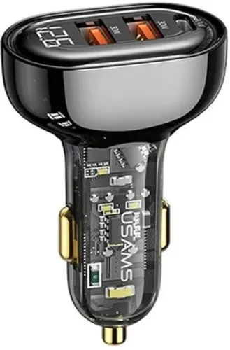 Car Charger 2USB+1Type-C Usams US-CC159 QC3.0 80W Black