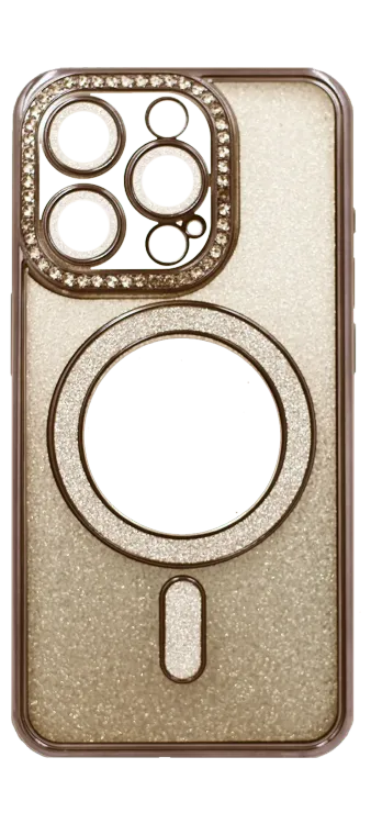 Чохол силіконовий Chrom Border Mirror Magsafe iPhone 16 Pro Gold