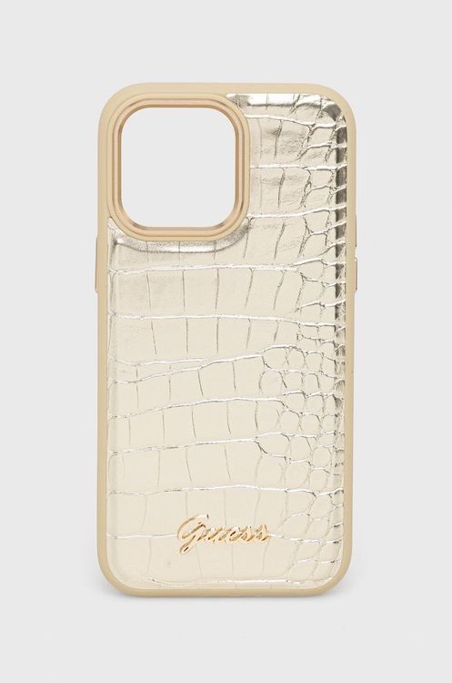 Guess GUHCP14XHGCRHD iPhone 14 Pro Max 6.7" gold hardcase Croco Collection