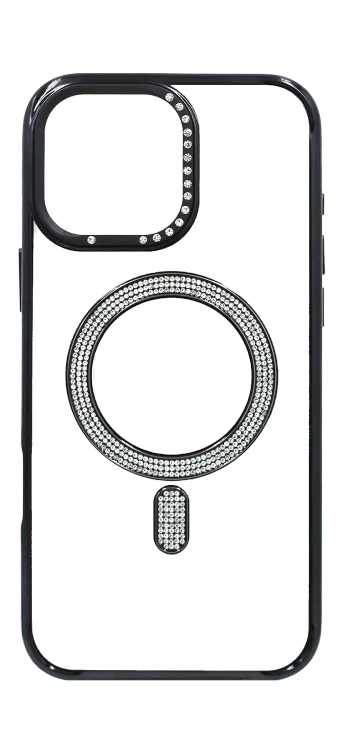 Electroplating Diamond Magsafe Silicone Case for iPhone 16 Pro Max Black