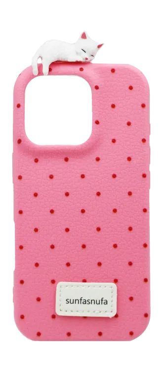 Чохол силіконовий Dot Cat 3D для iPhone 14/13 Pink