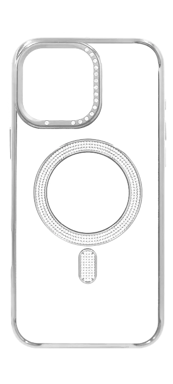 Electroplating Diamond Magsafe Silicone Case for iPhone 16 Pro Silver
