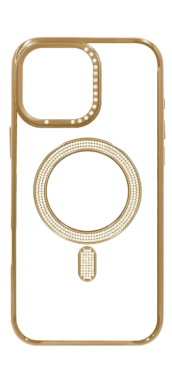 Electroplating Diamond Magsafe Silicone Case for iPhone 16 Pro Gold