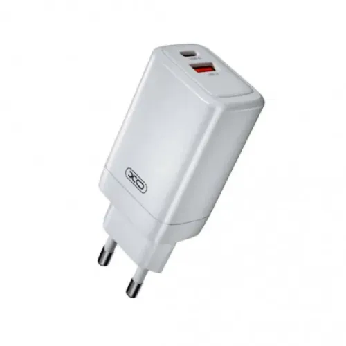 Power Adapter 1Type-C+1USB XO CE17 QC&PD 65W White