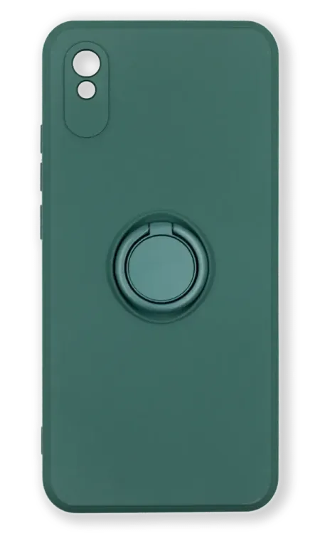 Cover silicone Matte Color Buttons + RingHolder Xiaomi Redmi 9A Dark Green